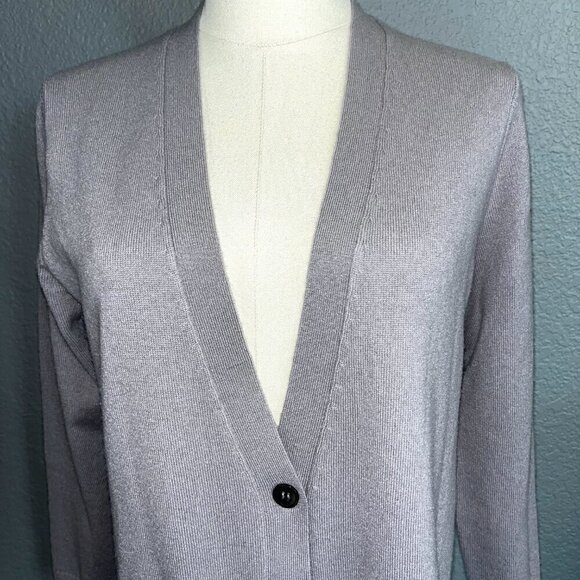 PURE COLLECTION 100% Cashmere Dusty Lavender Long Line Button Classic Cardigan 4 - Picture 2 of 10